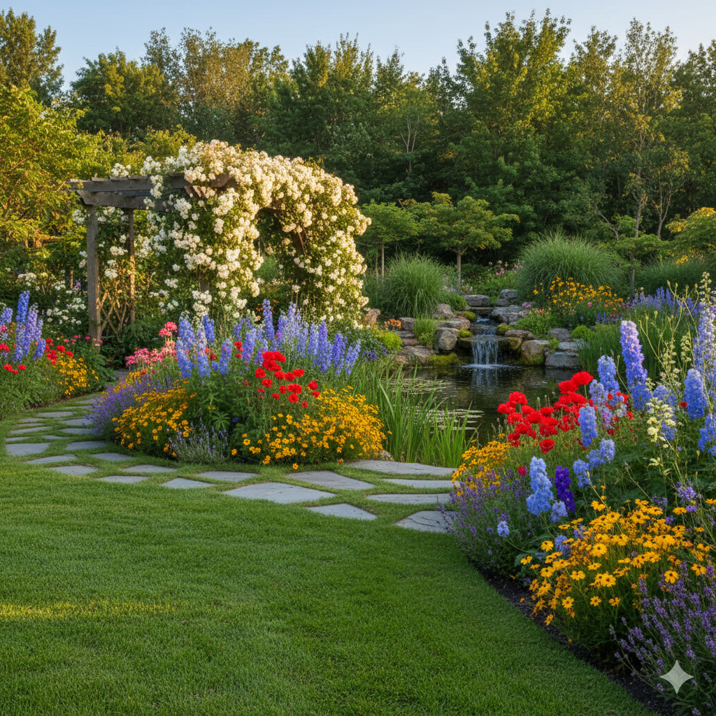 Nowoczesny taras z roślinnością